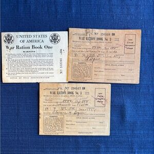 Vintage United States World War2 Ration Book Set - Book 1 and 3 (2 books)